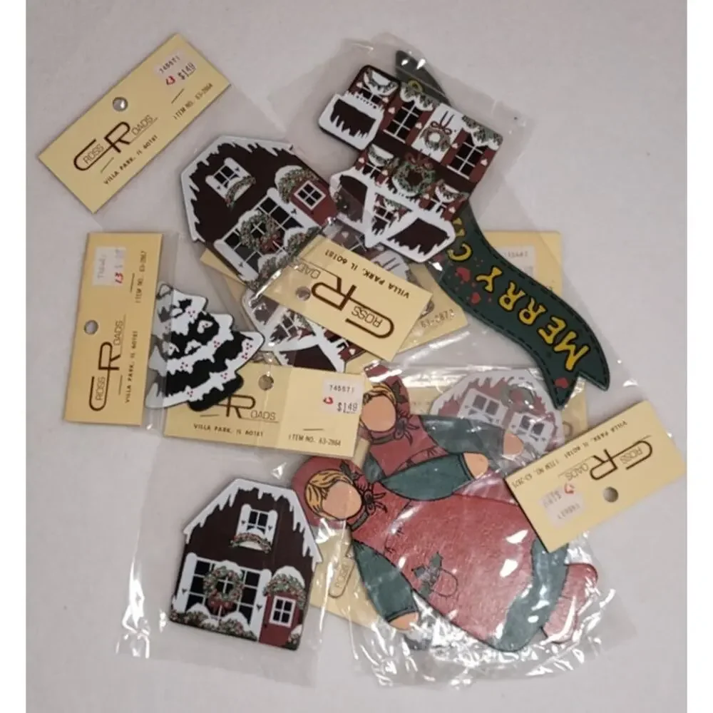 Cross Roads Minettes Lot Christmas Wood Cutouts Crafts Scrapbooking Junk Journal